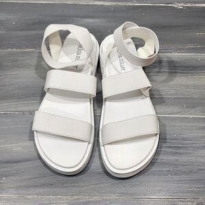 Olivia‎ Miller Nicola Sandals Stretchy Strap Gladiator Flat Sandals White Size 9